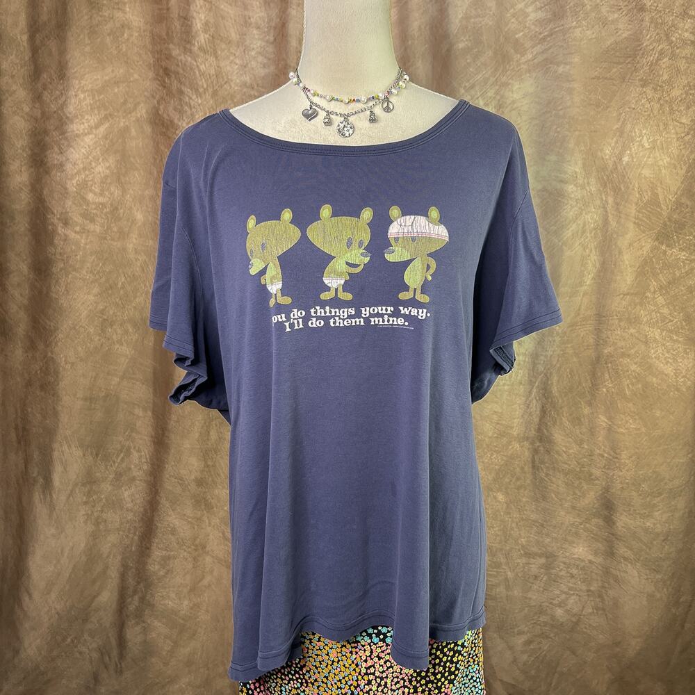 Vintage Y2K T-Shirt Jim Benton Bear Underwear Funny Graphic Top Oversized 2000s